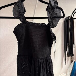 Japna Black Smocked Tank Top
